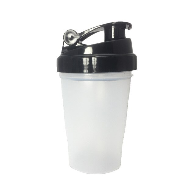 400ml shaker flaske mix protein pulver gym sports vandflaske med omrøring bold lækagesikkert låg praktisk og: Sort