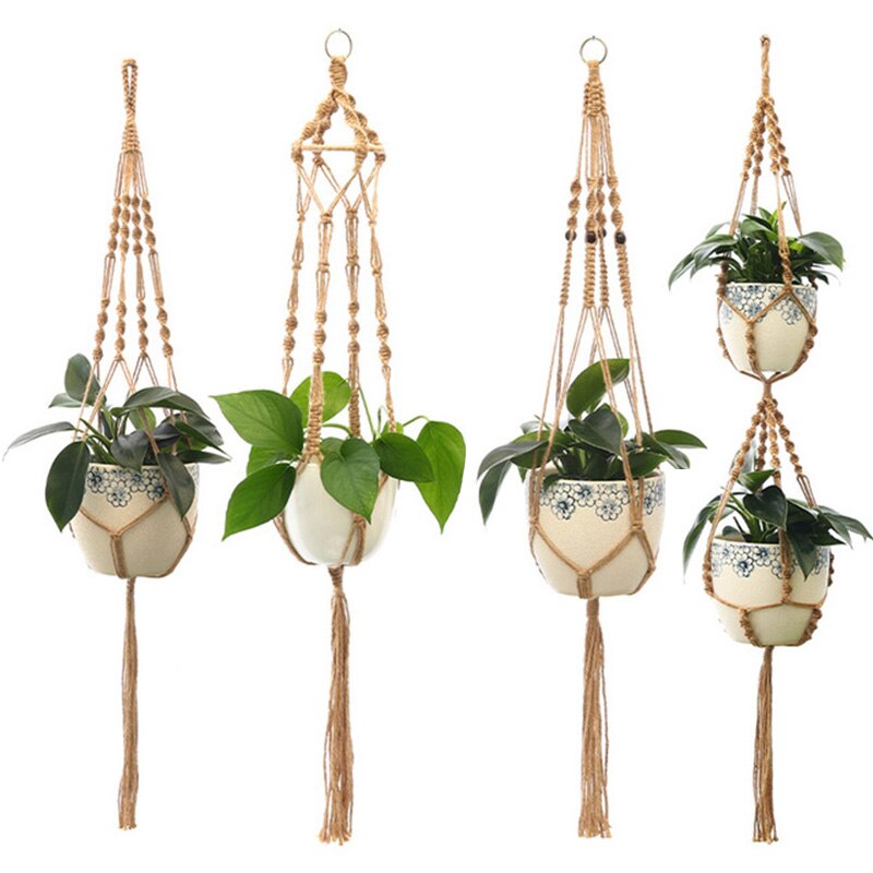 Vintage Hanging Flowerpot Net 100% Cotton Handmade Hanging Baskets Macrame Plant Hangers Flowerpot Holder Basket Home Decor