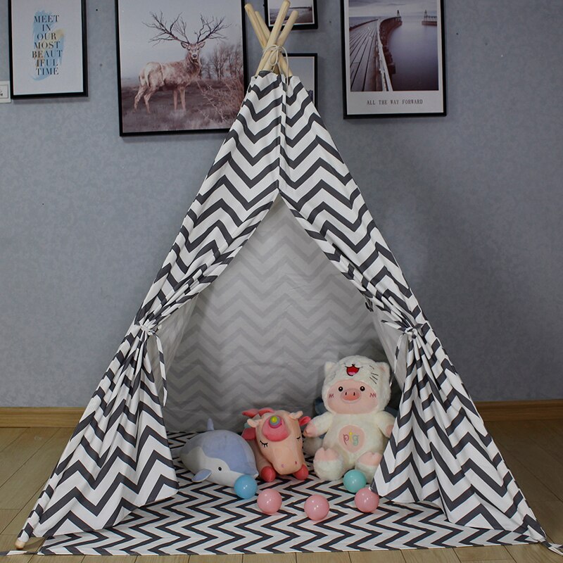 1.8M Teepee Tent Voor Kinderen Baby Speelgoed Speelhuis Kinderen Tent Wigwam Voor Kinderen Indoor Outdoor Draagbare Kinderen tent