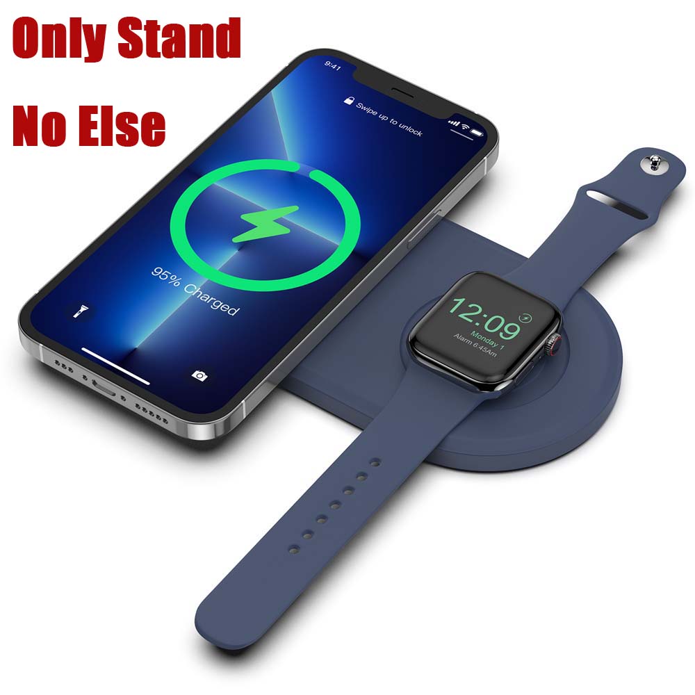 Til apple iphone magsafe airpods iwatch magnetisk trådløs oplader stand opladningsholder slank silikone pad flad dok base: Sort