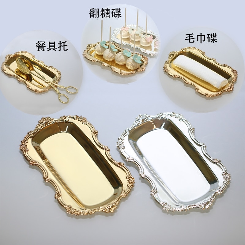Mini Metalen Goud Lade Serveerschaal Zilveren Opslag Bruiloft Middelpunt Decoratie