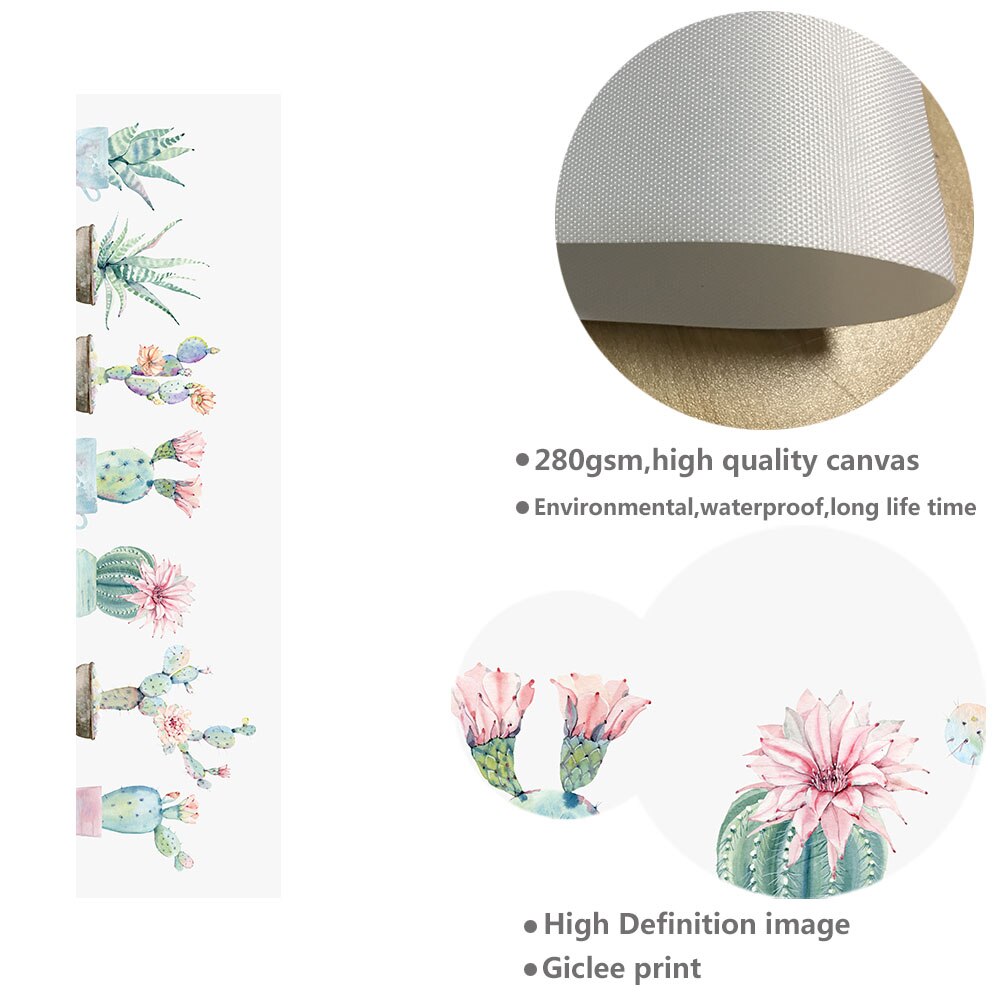 Blomst kaktus dekoration plante væg kunst lærred plakat og tryk landskab maleri lang væg billede til stue boligindretning
