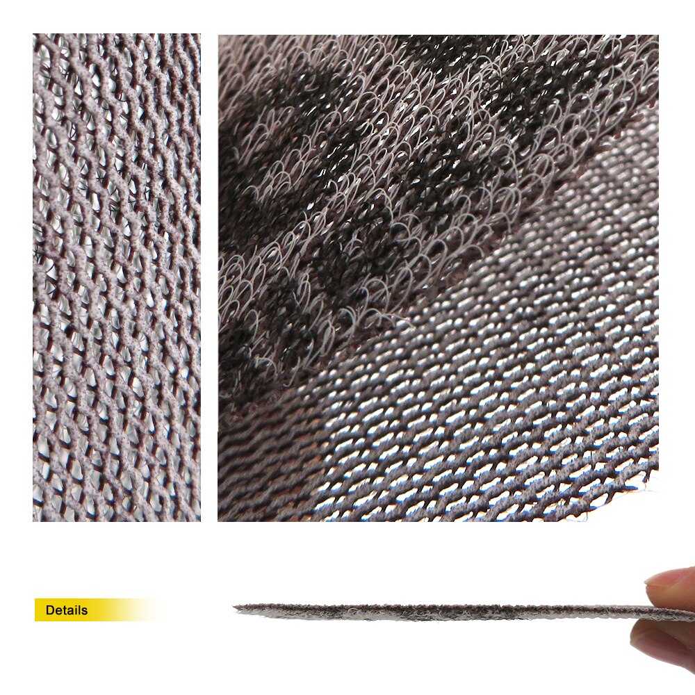 Discos de lijado de malla antipolvo para coche, lija abrasiva de bucle de gancho seco de 125x70mm, grano 80-320 para pulido de vidrio y madera
