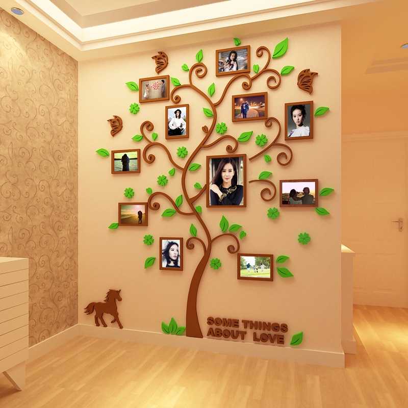 Family Photo Frame Tree Wall Sticker 3D DIY Acrylic Art Picture Frame Wall Decals Poster Living Room Wall Home Decor