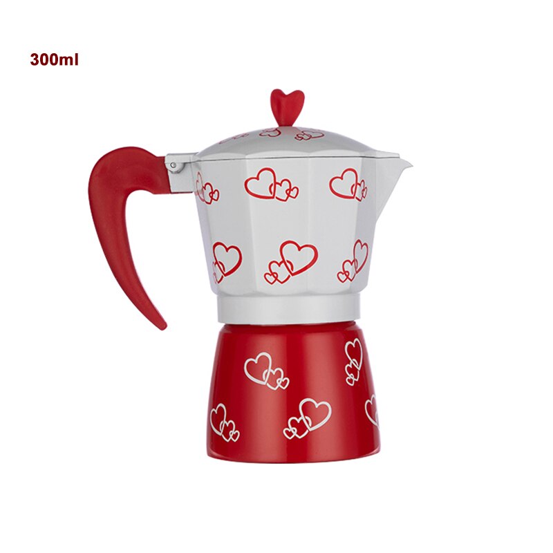GUNOT Kaffee Hersteller Italienischen Mokka Kaffee Topf Aluminium Mokka Espresso Kaffeemaschine Topf 150/300/450ml Kaffee Wasserkocher barista Werkzeuge: Herz300ml