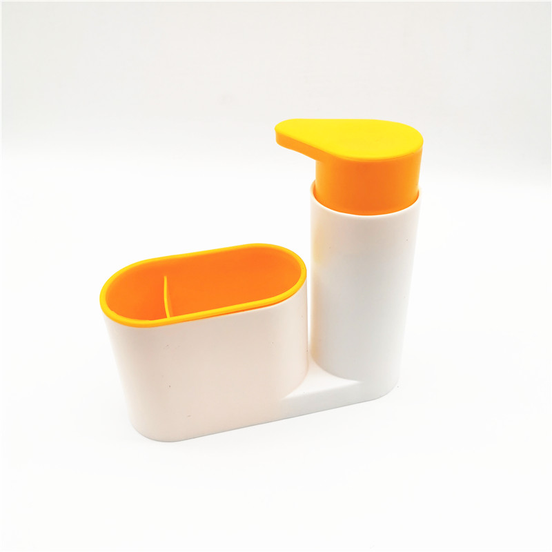 Køkken tilbehør vask sæbedispenser flaske plastflaske til badeværelse og køkken flydende sæbe organisere køkkenudstyr: 2 gitre orange