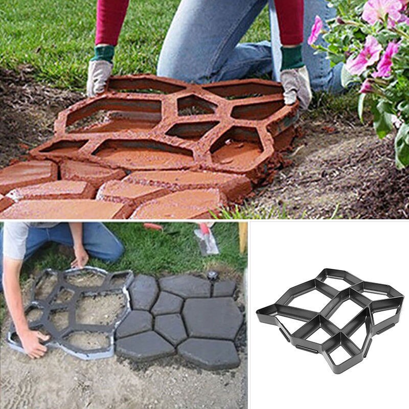 Manually Paving Cement Brick Concrete Molds Garden DIY Plastic Mold Path Pavement Model Stepping Stone Road Cement Brick Maker
