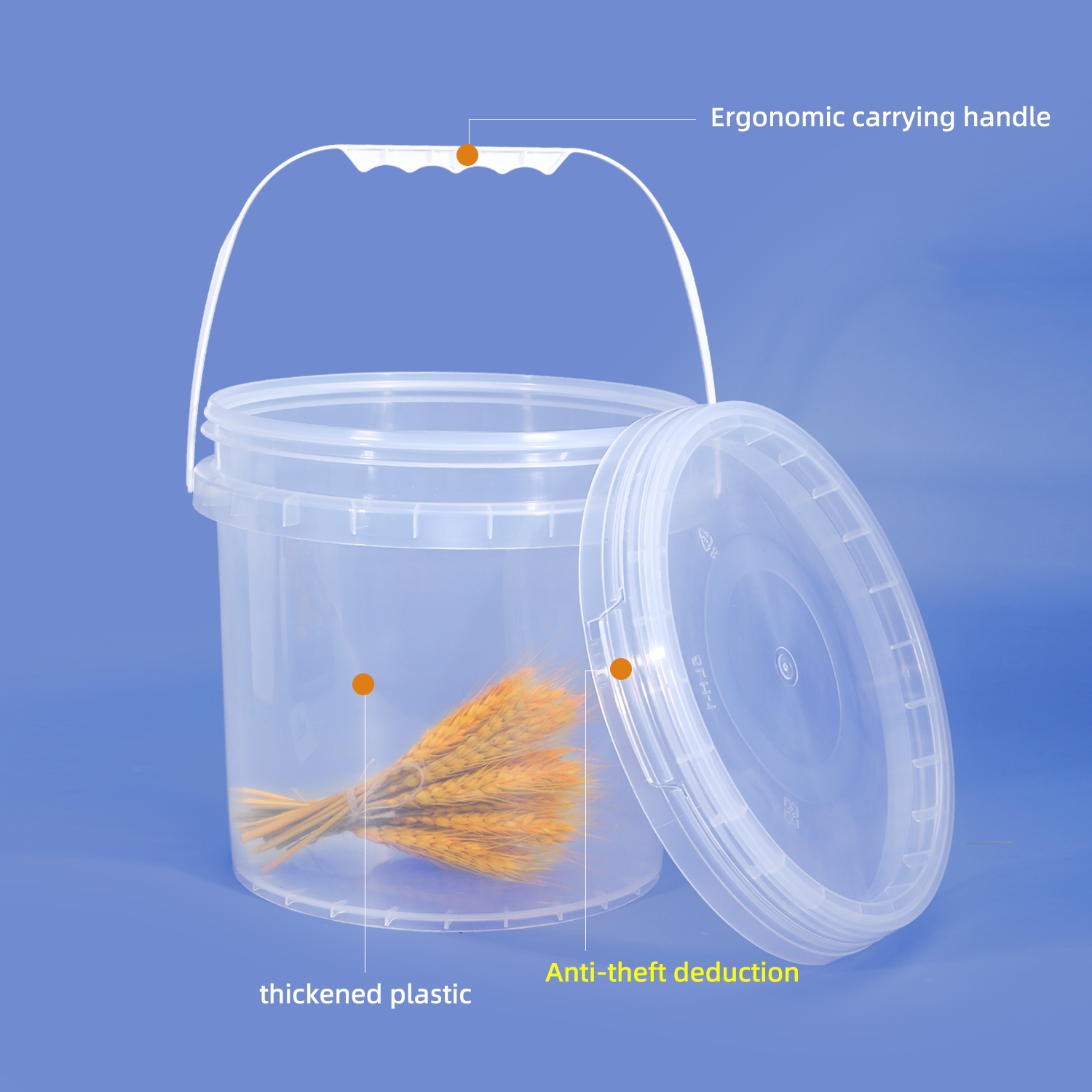 4L Round Empty Plastic Bucket with Handle and Lid Food Grade Packing Container Leakproof PP Bucket 1Pcs