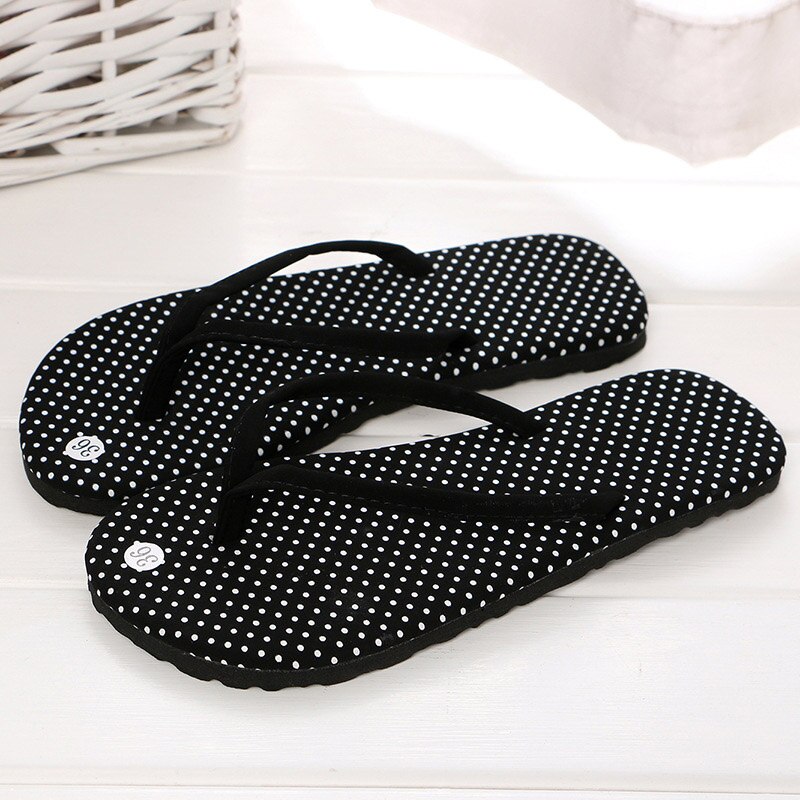 Leopard Print Flip Flops Women Summer High Beach Female Sandals Non-slip Casual Flat Slippers Polka-dot Slides Women: Wave point / 39