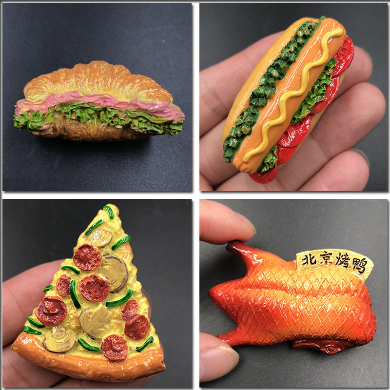 Koelkast magneten Beijing geroosterde eend pizza dog brood hamburger koelkast magneten voedsel ambachten voorraad