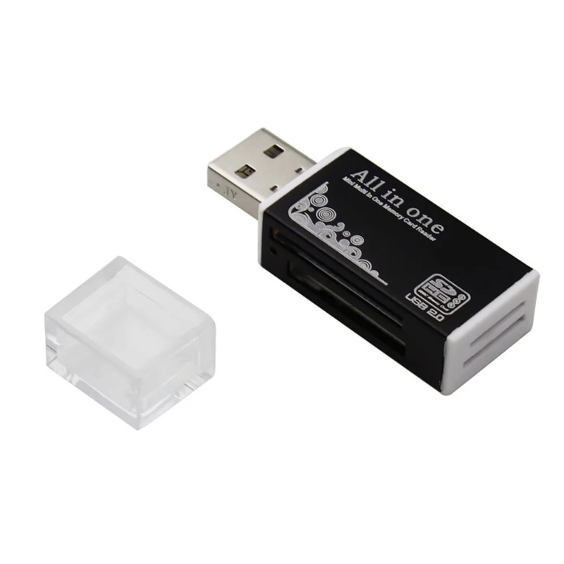 1 st kortläsare tiny usb 2.0 alla  in 1 multi minneskort läsare adapter för micro sd sdhc tf  m2 mmc 2 färger