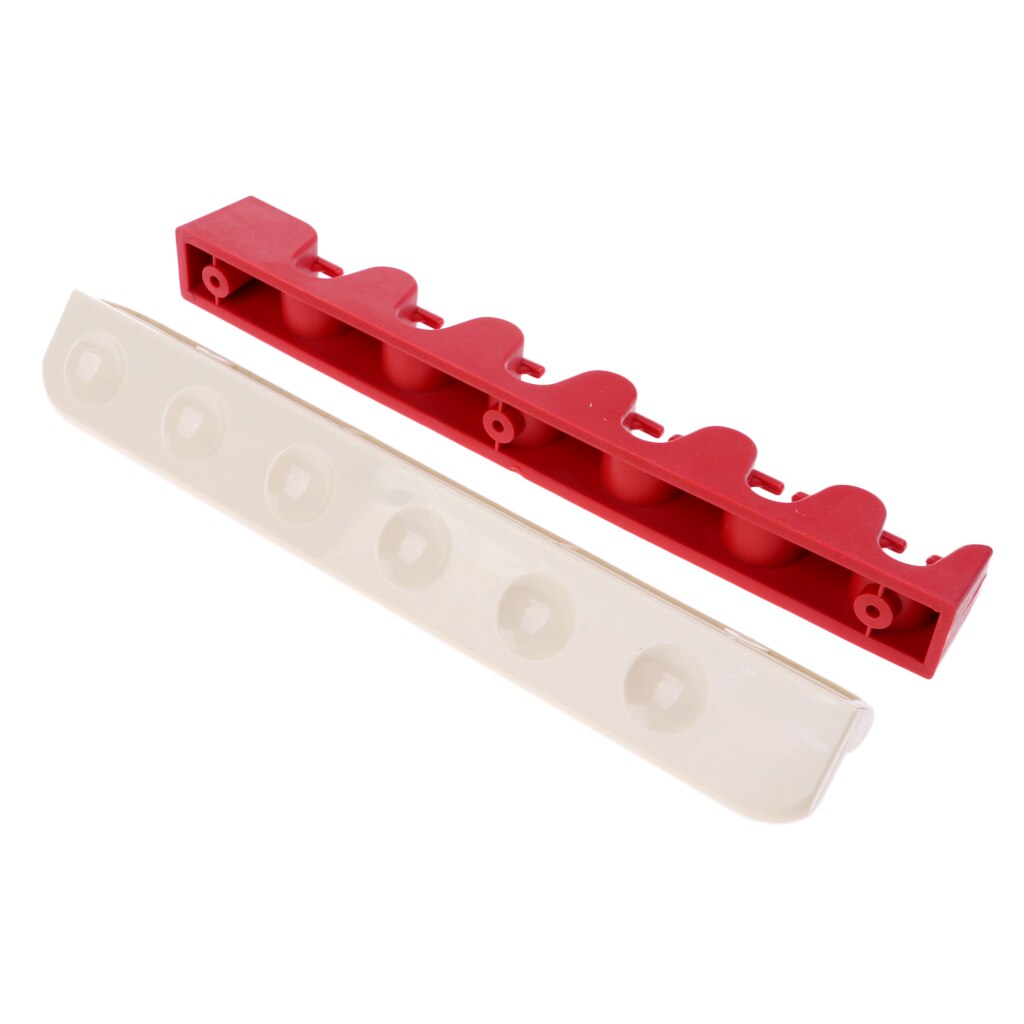 6-Cue Wall Mount Biljartkeu Rack, Plastic, Zwembad/Snooker Rodstidy Houder