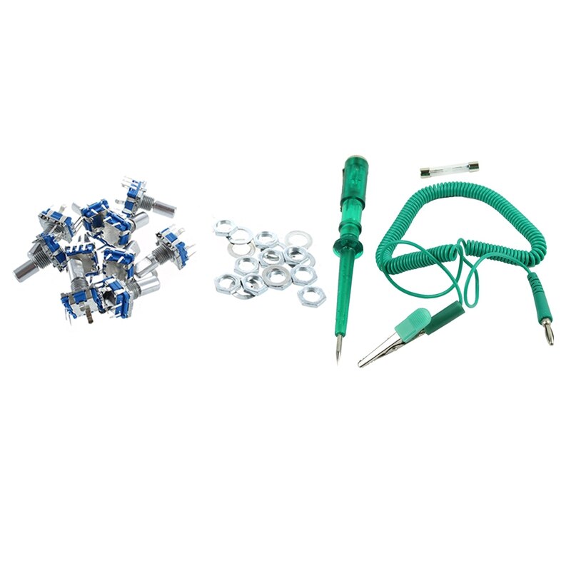 10 Pcs 12 Mm Key Switch Rotary Encoder Switch &amp; 1 Pcs Green Auto Circuit Tester DC 6V-12V-24 Volts Voltage Gauge Test Pencil Car: Default Title