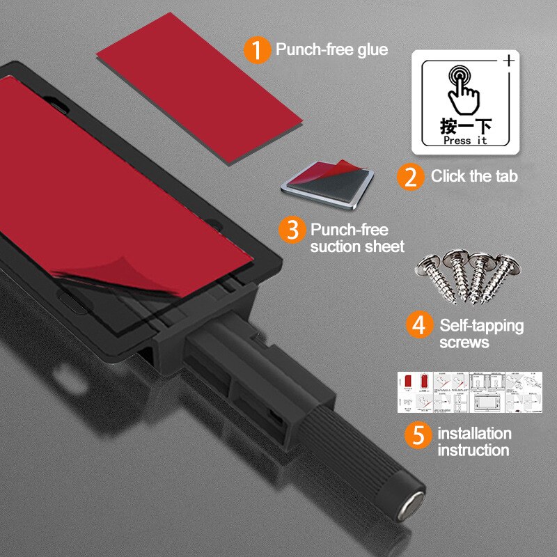 Interrupteur magnétique de porte en alliage d&#39;aluminium, interrupteur tactile sans poignée, matériel de traction Invisible pour armoire de cuisine: Black Punch-free