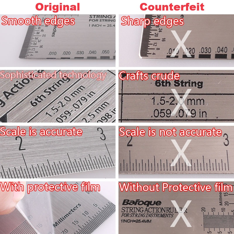 String Action Gauge Ruler Baroque Guitar Bass String Pitch Luthier Tool for String Instruments