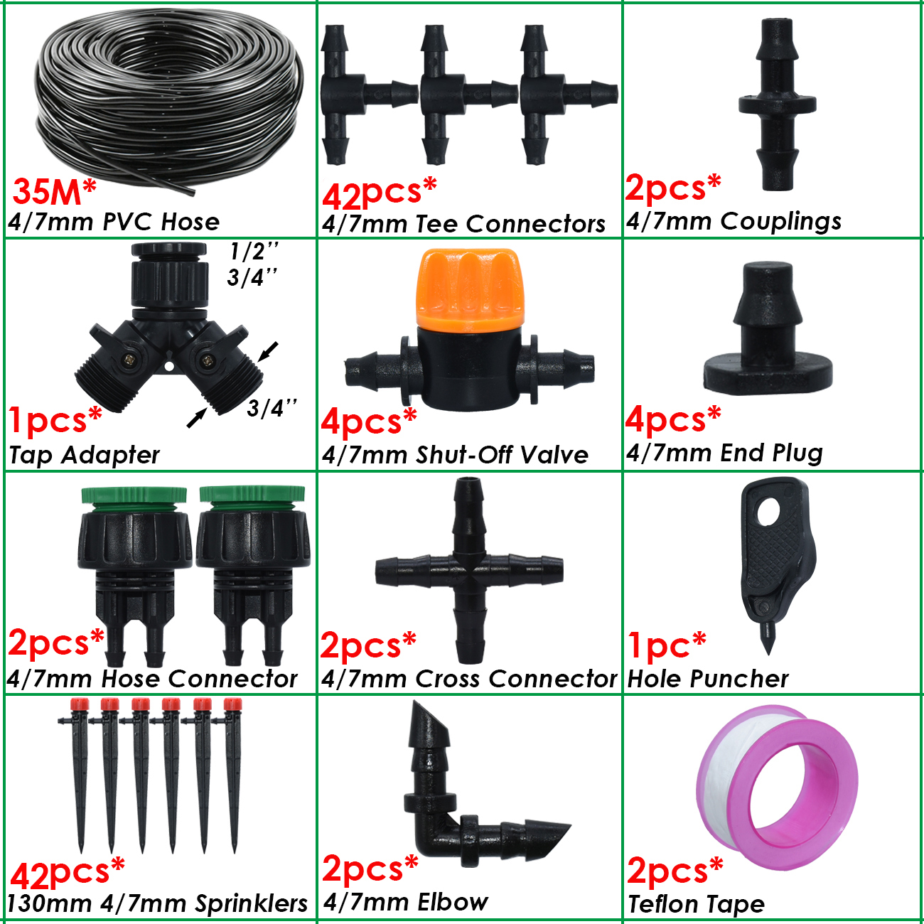 KESLA Garden Drip Irrigation System Adjustable Sprinkler Drippers 1/4'' Hose Ball Valve Timer Watering Flowers Lawn Greenhouse: Navy Blue