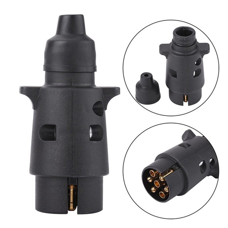 Plastic 7 Pin Socket Plugs For Trailers RVs 12V 7 Way Round Standard European Car Plug Connector