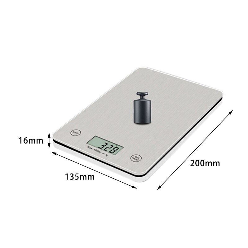 digital kjøkkenvekt, multifunksjonell matvekt med ledet sn vise, herdet glassplattform, batteri inkludert