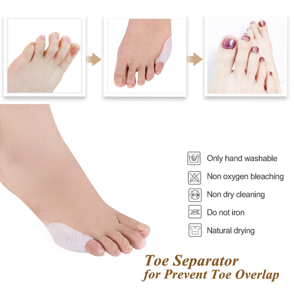2Pcs Silicone Small toe Separator Bunion Splint Small Valgus Orthosis Correction Overlapping Spreader Foot Protector Inserts