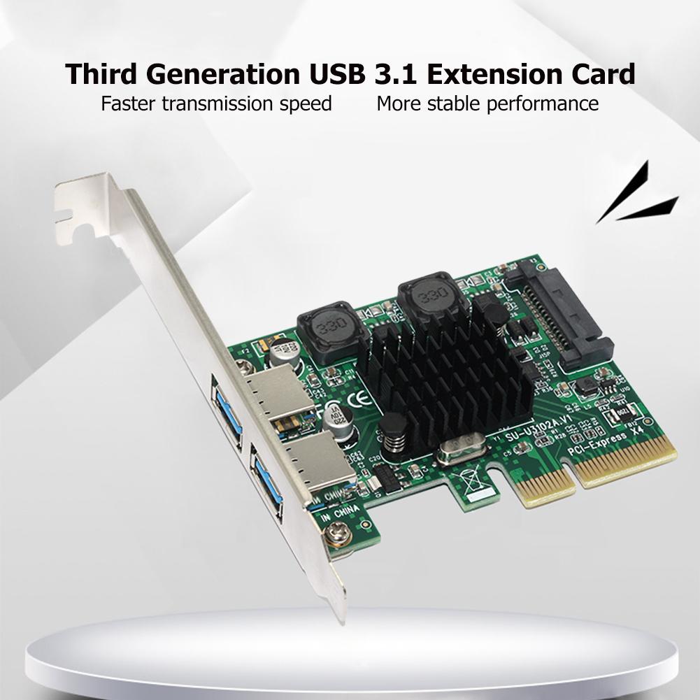 U3102A PCI-EX2 Om USB3.1 Uitbreiding Adapter Card High Speed ASM3142 Chip Voor Pc Desktop Computer