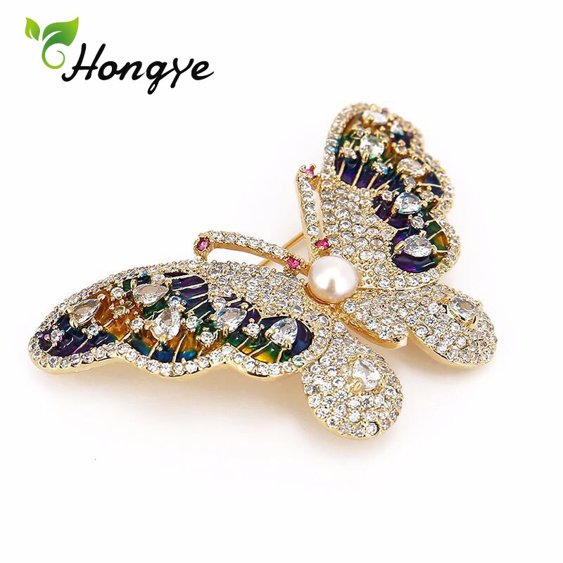 De Lujo hermosa de mariposa broches alfileres de señora hermosa Pin perlas de agua dulce, joyería de boda broche ramo joyas de oro