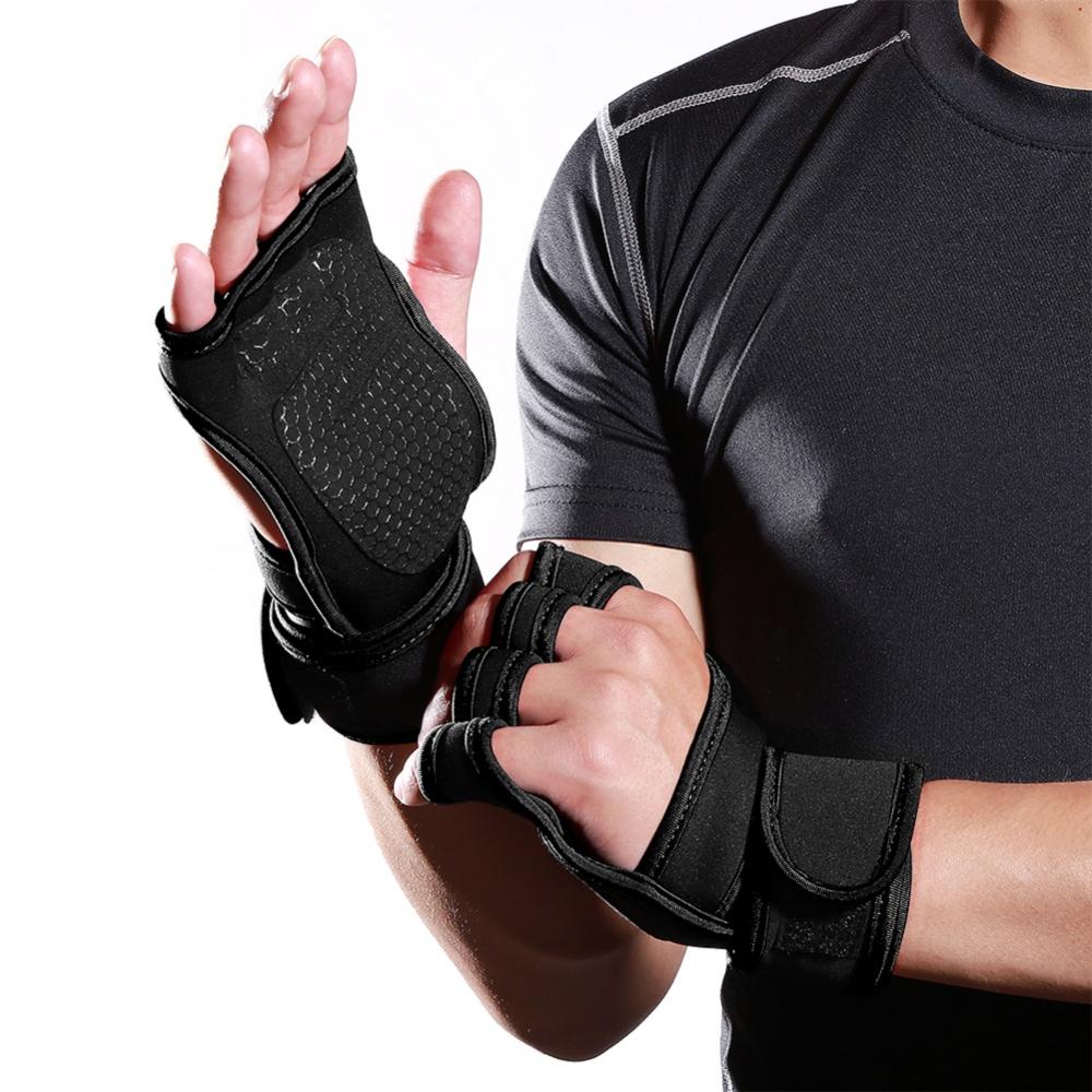 Gym fitness handskar tyngdlyftning träningshandskar hand palm protector bodybuilding träning kraft hantel grepp kuddar: M
