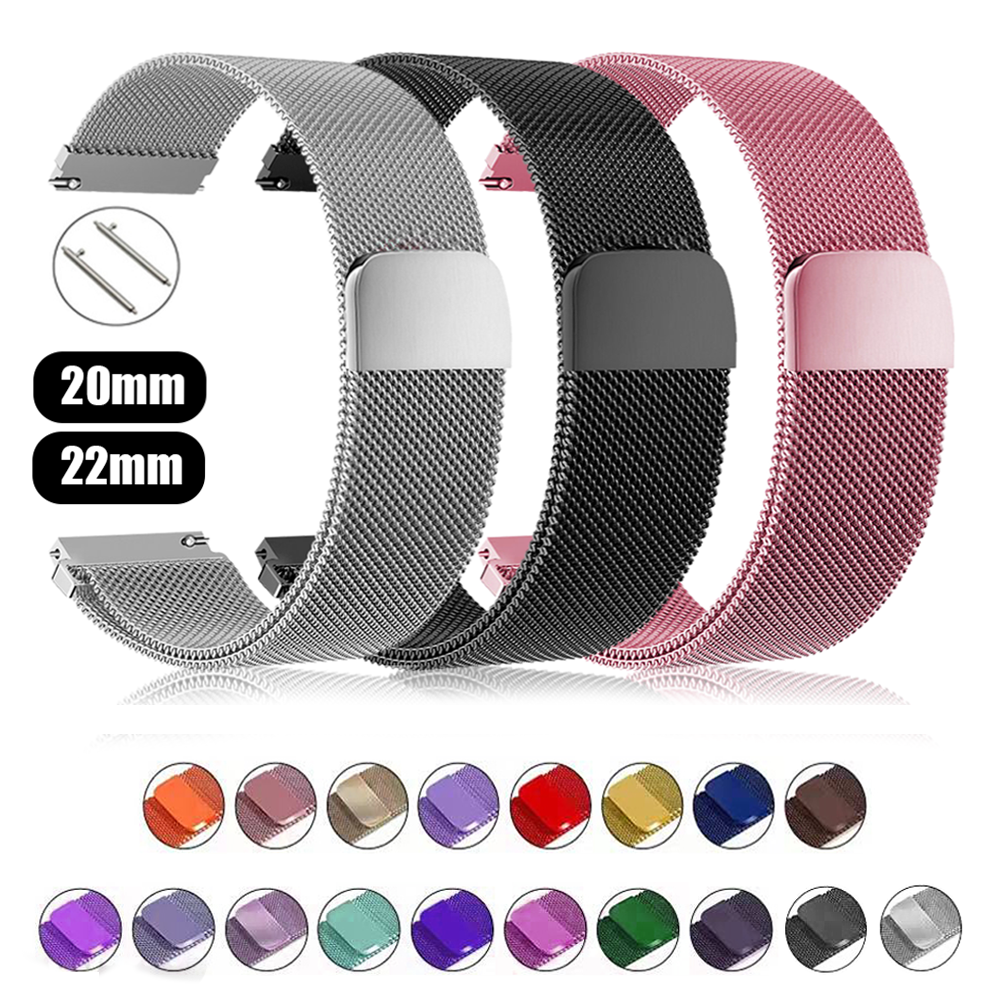 Correa de bucle milanés para garmin vivoactive 5 Denver sw360 DW reemplazo 20mm 22mm pulsera correa de reloj Amazfit MOTO Universal
