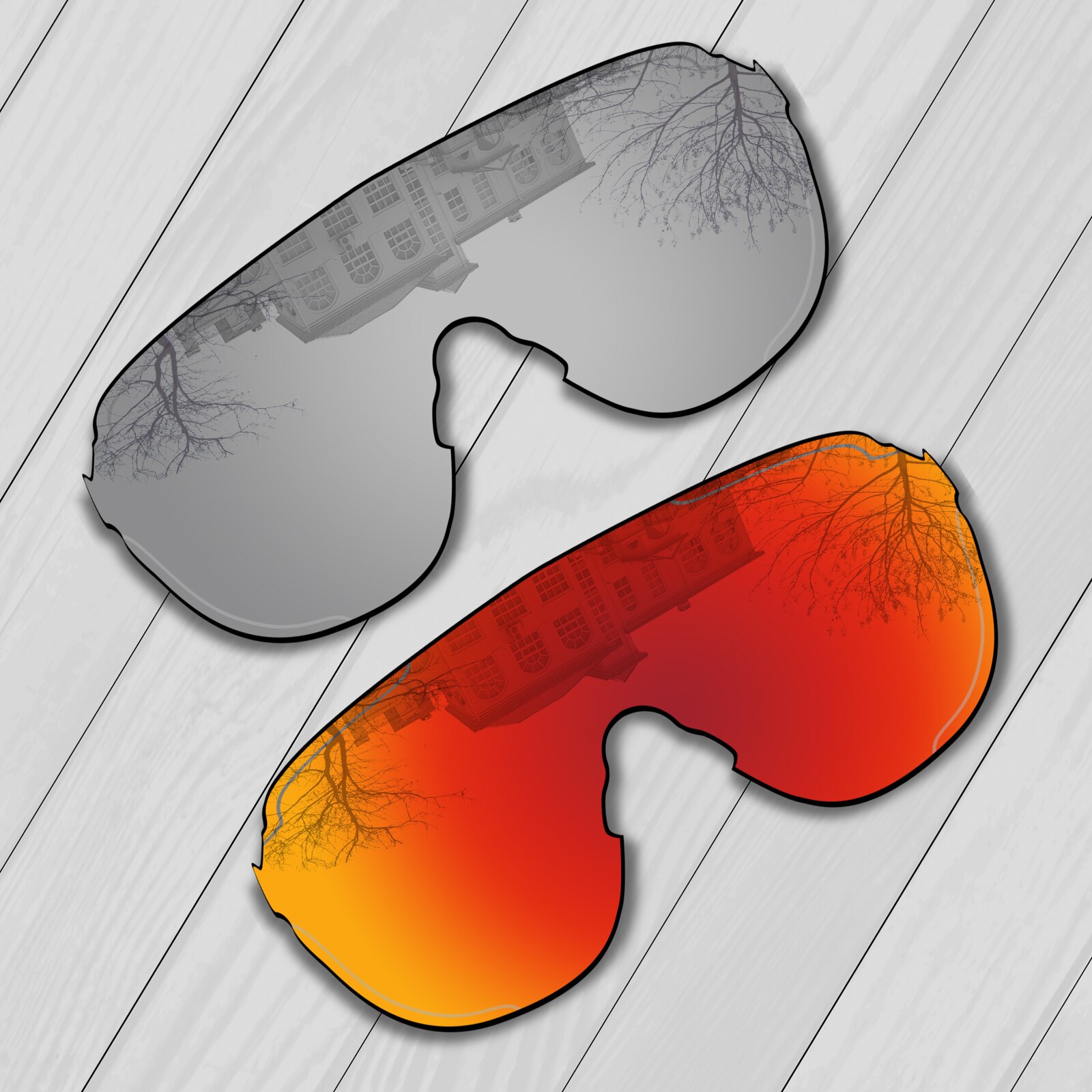 E.O.S Polarized Enhanced Replacement&amp;nbsp;Lenses&amp;nbsp;for&amp;nbsp;Oakley&amp;nbsp;EVZero Stride OO9386 Sunglasses - Multiple Choice: Silver-Fire Red