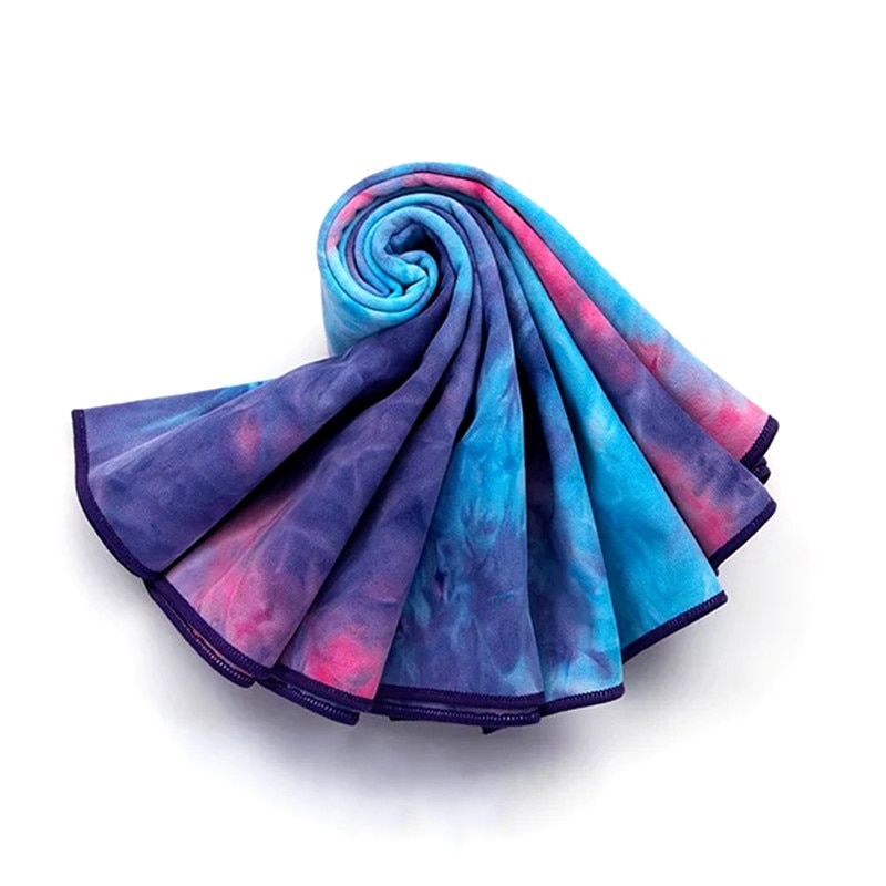 Yoga håndklæde silikone prikker slipsfarve trykt mat yoga håndklæde skridsikker superabsorberende mikrofiber yoga håndklæde med bærepose