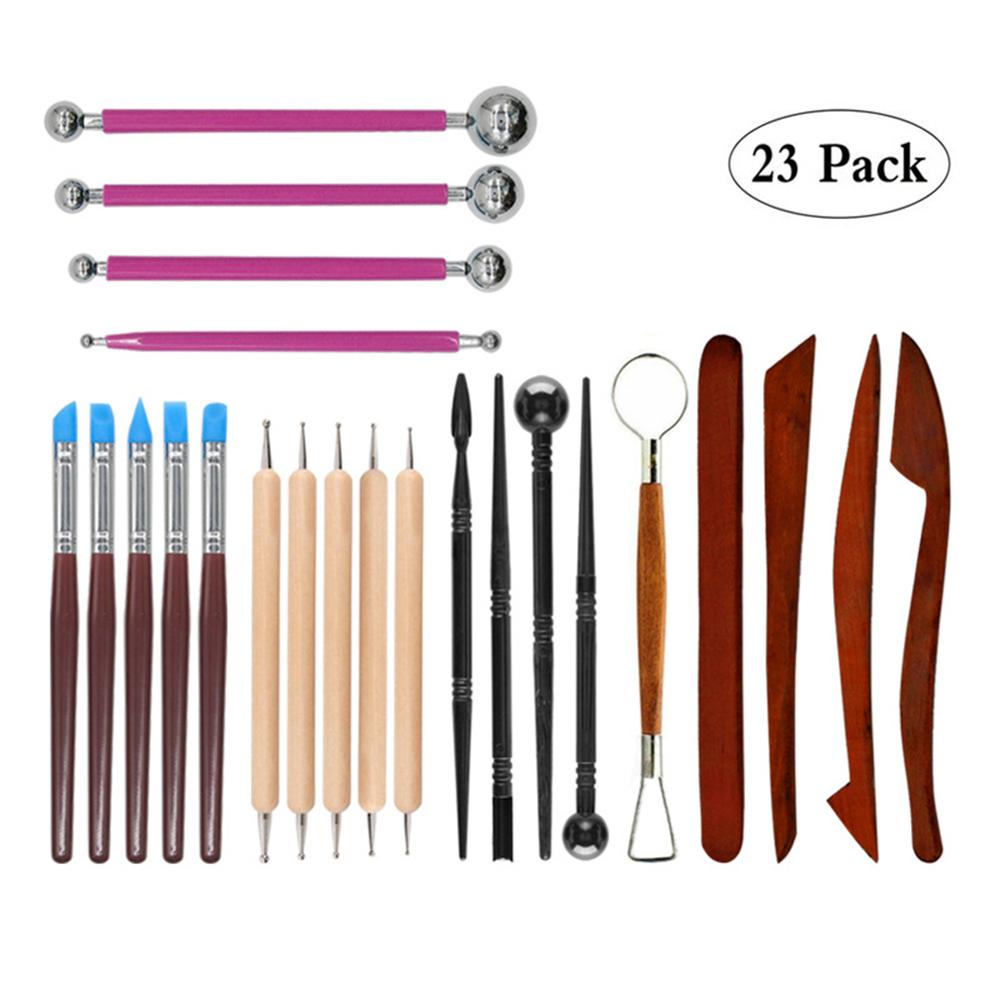 23 Uds utensilios de arcilla polimérica Plastilina herramientas de escultura cerámica herramientas de cerámica pilas de arcilla Ceramica herramientas de escultura de cerámica para el modelo: Rojo