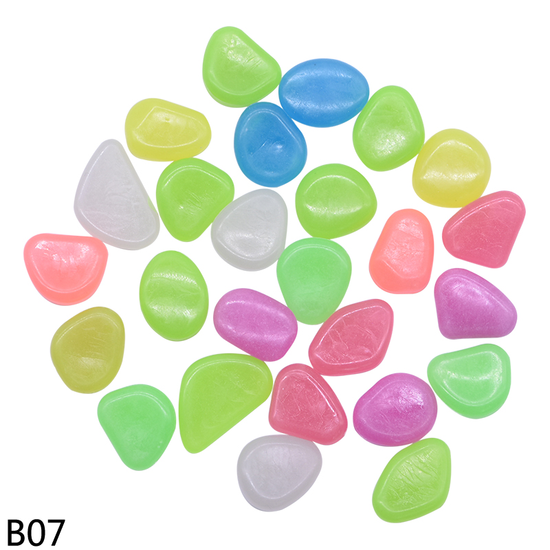 25/50pcs Resin Glow In The Dark Stones Glow Rocks DIY Walkway Home Garden Decoration Garden Pebbles Glow Stones Luminous Stones: 50pcs / B07-multicolor glow