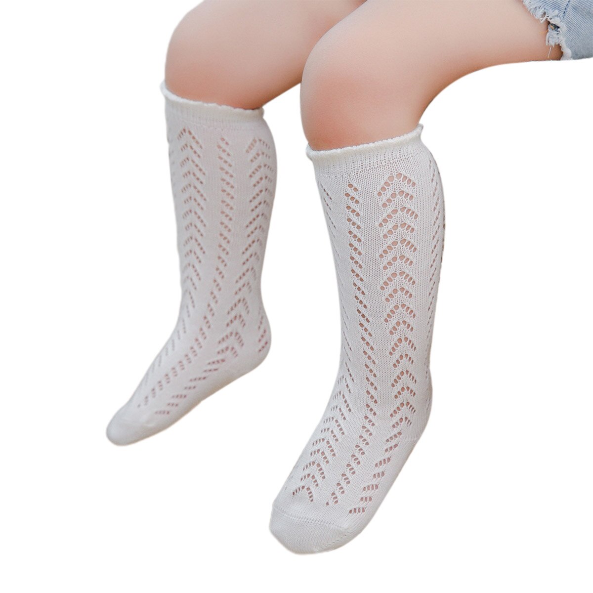 Baby peuter meisjes jongens effen sokken kinderen kind kniekousen beenwarmers mesh ademend antislip zachte sokken 0-3y