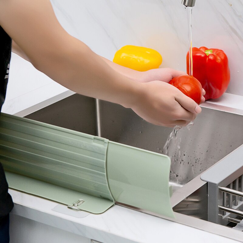 Udtrækkelig vask vask vandstænkbeskyttelse anti-stænk stænktæt baffel bord køkken badeværelse klæbende vask skærm splatter
