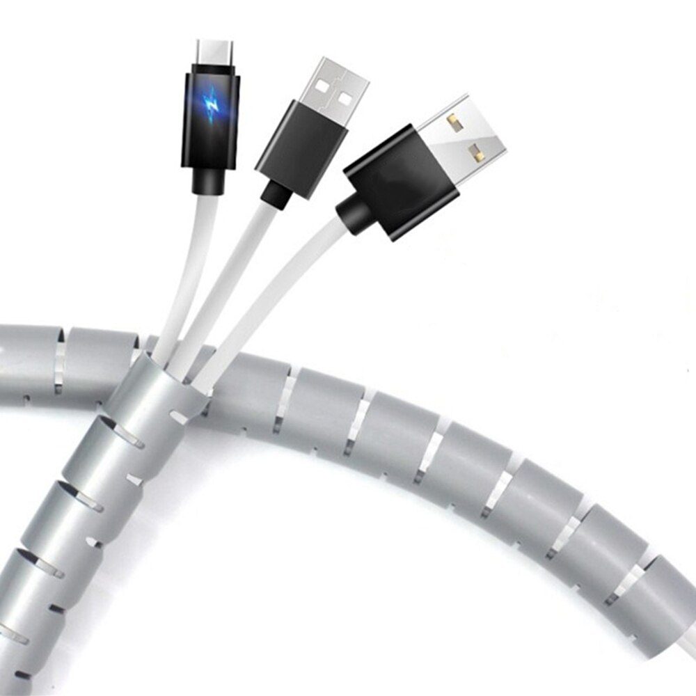 2 m sladdar skydd kabel arrangör förvaring rör kabel upprullare flexibel spiral tub wire wrap skrivbordshantering desktop organizer