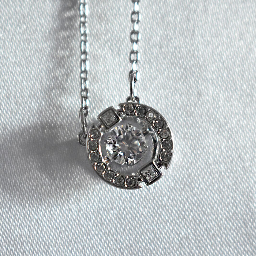 femmes battant coeur collier amoureux saint valentin collier ras du cou bijoux: Platinum White Crystal