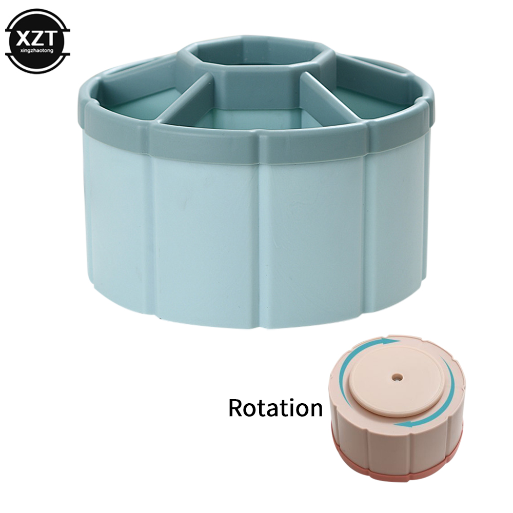 Soporte de bolígrafo giratorio de 360 °, caja de almacenamiento de lápices bonita de gran capacidad, organizador de escritorio, papelería escolar y de oficina, 6 compartimentos: Rojo