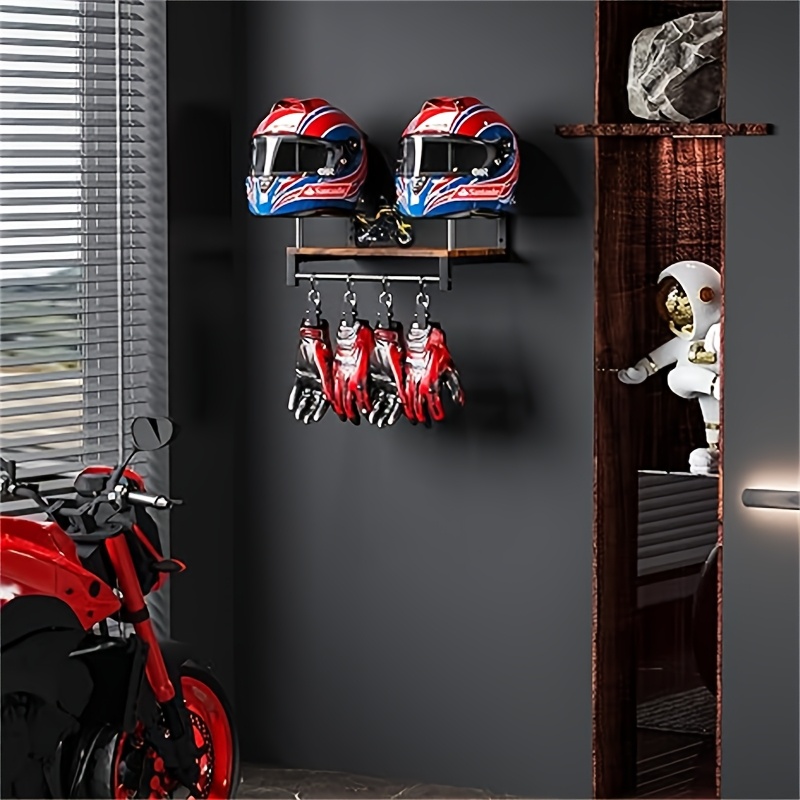 Motorradhelm-Wandhalterung mit Holzregalhaken, Moto-Cross- und Fahrradausrügestochen, Sporthalterungen, Motorradzubehör