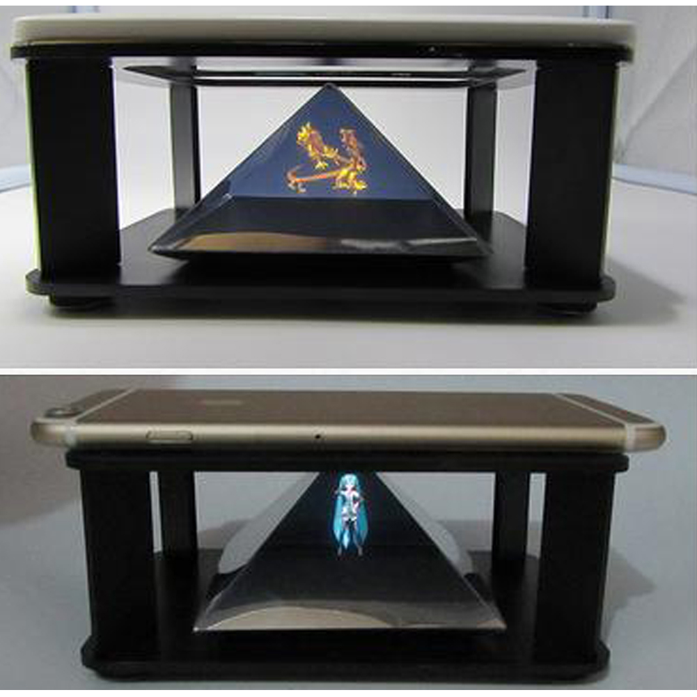 Universele 3d holografische displaystandaard projector 3d holografische projectievitrine voor 3.5-6 inch mobiele telefoon