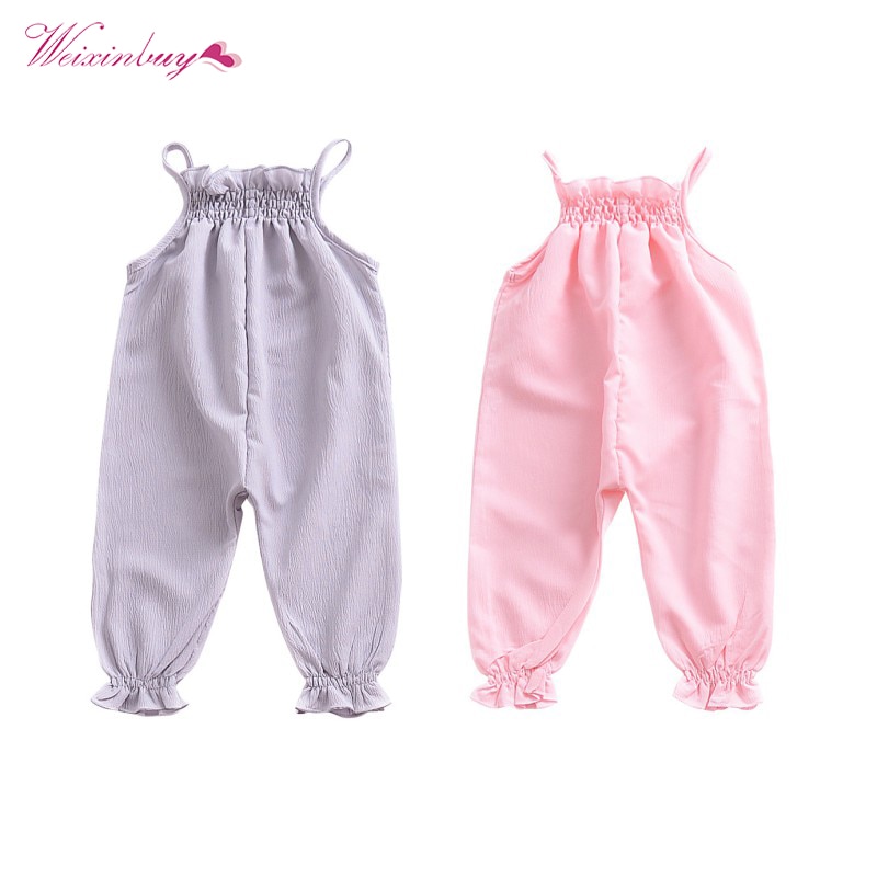 Baby Mädchen Jungen Strampler Outfits Baumwolle ärmellos Nette freundlicher Baby Mädchen Solide Blumen- Halfter Schlinge Strampler Kleinkind Kleidung