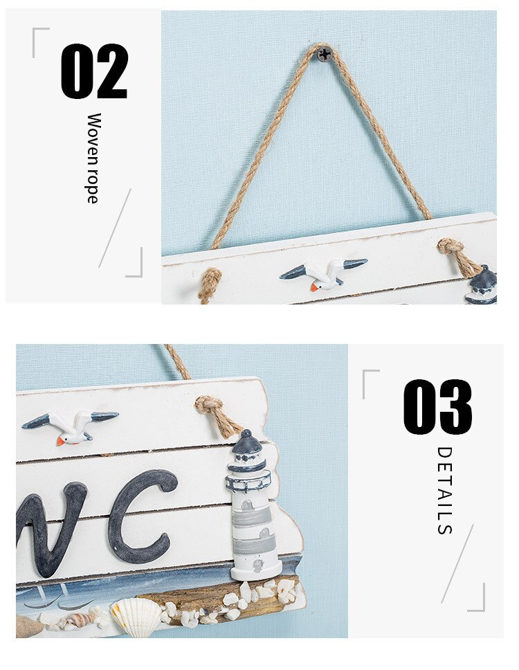 Ocean Style WC Hanging Sign Board Plate Mediterranean Wooden Toilet Door Decoration Bar Coffee Shop Home Decoration