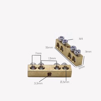 1pcs Copper terminal 6x9 brass zero ground connection row zero ground strip copper strip 8x12: 6x9 4P