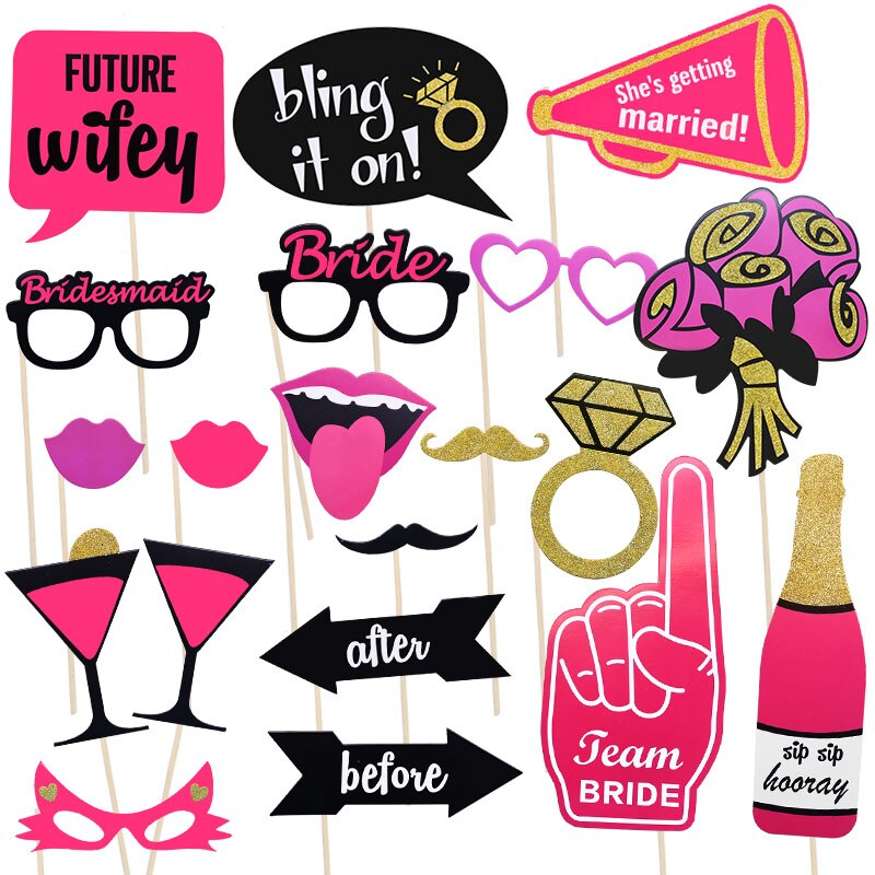 Wedding Party Photo Booth Props Mask Hat Mustache Lip Shape Photobooth Props for Bridal Shower Marriage Party Funny Decoration.8: P02