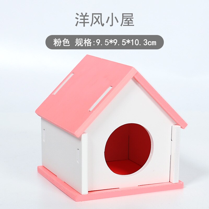 Zabawka dla chomika drewniane meble dla majsterkowiczów kołowrotek do slajdów drewniane gniazdo mały domek raj Djungarian Hamster Villa House Supplies: Ciemnoszary