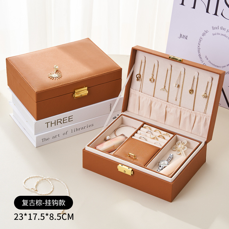 Smykkeskrin opbevaringsboks med stor kapacitet multifunktionel opbevaring til halskæder, ringe og øreringe, smykkeopbevaring: Grøn