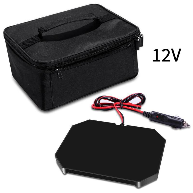 Fiambrera portátil para el coche con calefacción para mantener fresco, paquete de calefacción para el almuerzo, horno eléctrico para microondas, comida , Picnic, Camping, bolsa de cena: Black 12V Car Oven