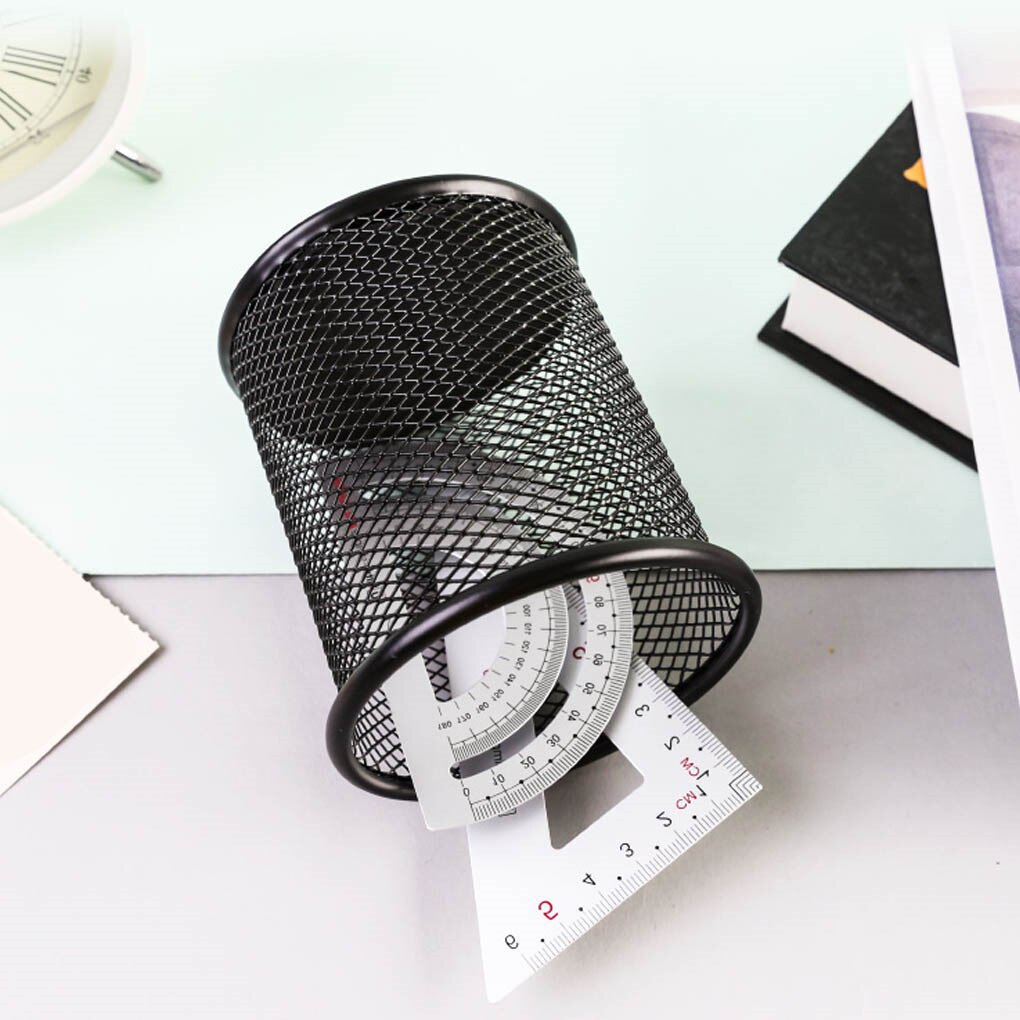 Pencil Holder Round Pencil Container Iron Pen Pot Anti-slip Desktop for Home Office School Stationery Storage