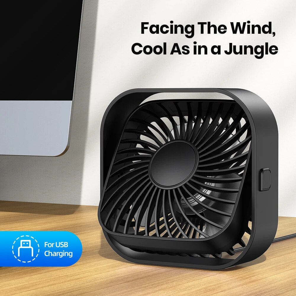 TOPK-miniventilador portátil USB, ventilador de mesa eléctrico Personal de escritorio, ventiladores de pie para habitación, viento de 3 velocidades, giratorio de 360 ° para acampar