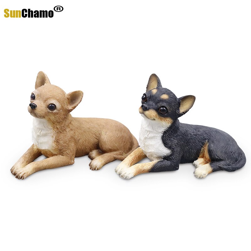 Mini chihuahua hund model bil dekoration harpiks håndværk samling dekoration hjem indretning håndværk ornamenter