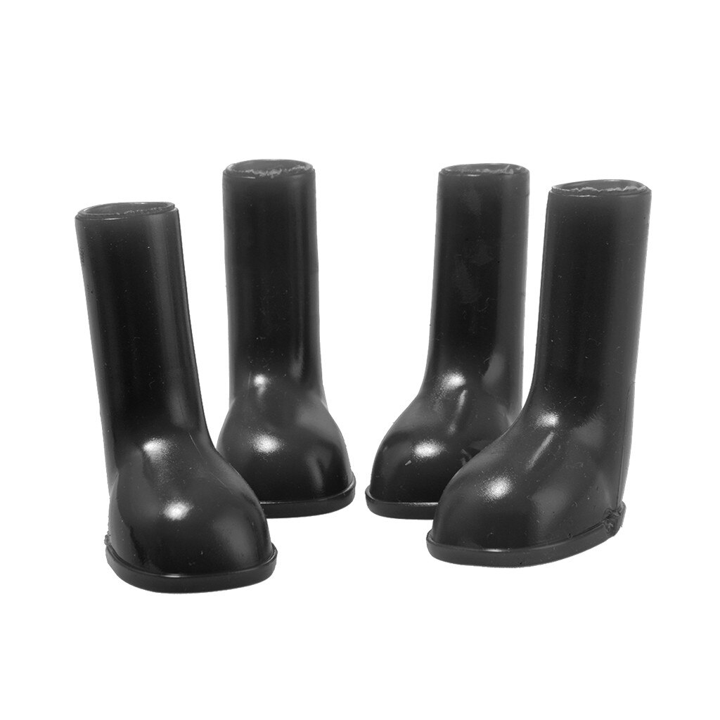 4pcs Pet Dog Shoes Waterproof Rain Pet Shoes For Dog Puppy Rubber Boots Candy Color Puppy Shoes Pet Products: Black / M