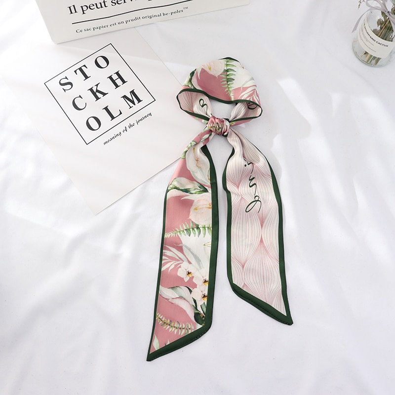 100Cm * 7Cm Zomer Lange Mode Vrouwelijke Kleine Sjaal Sjaals Vrouwelijke Bloemen Haar Lint Haarband Vrouwen Skinny Sjaal vrouwen